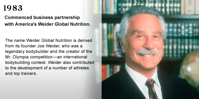 1983 Commenced business partnership with America's Weider Global Nutrition.